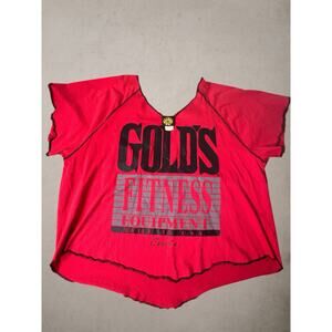 Vintage Gold’s Gym Crop Top T Shirt Red Cancun Graphic USA Made XL